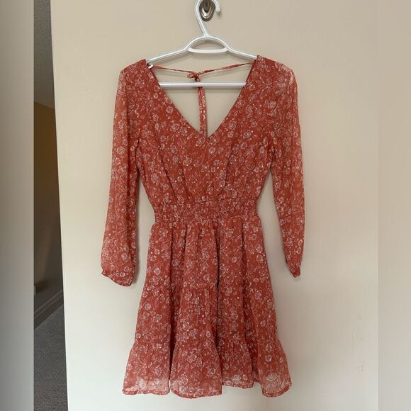 Hollister Long Sleeve Dress Floral Elastic Waist - Picture 1 of 11
